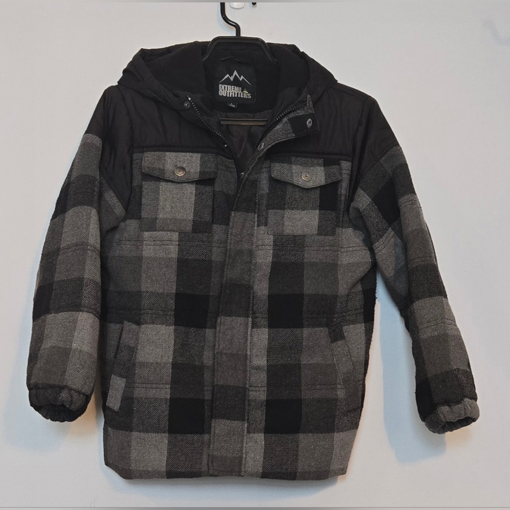 Ixtreme Outfitters Quilted Plaid Hooded Fall Jacket size L (10/12)